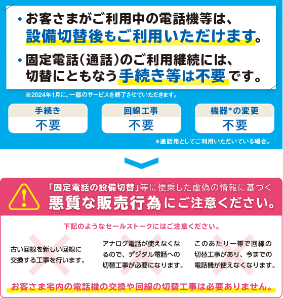 ご注意ください 固定電話 加入電話 Insネット のip網移行 Web116 Jp Ntt東日本